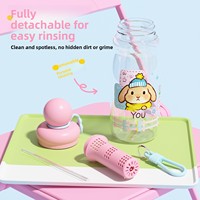Vaso de PC con Recubrimiento, Asa y Pajita, Infusor de Té - Diseño de Dibujos Animados, Portátil, de Gran Capacidad, Doble Uso, para Niños y Niñas, Uso en Exteriores