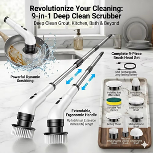 9-in-1 Electric Spin Scrubber Cordless Cleaning <b>Brush</b> Telescopic Handle USB Bathroom Tile Floor Kitchen Tub Shower Rechargeable - Product Image 6