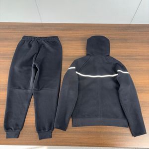 Tuta sportiva da uomo traspirante a righe in pile Tech giacca con cerniera svasata pantaloni 100% cotone per ginnastica Casual autunno - Product Image 5