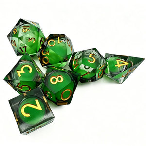 Black Transparent Shell Green Floating Liquid Core Sharp Edge Resin Polyhedral <b>Dice</b> 7PCS Full <b>Set</b> For D&D Role Playing Games - Product Image 3