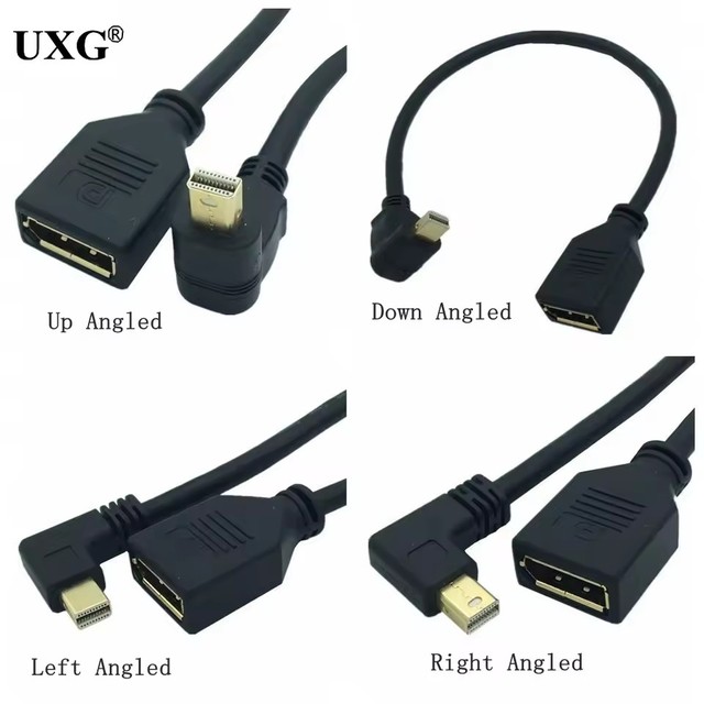 90 Degree Mini DisplayPort To Dp Adapter Mini DP 4K Cable Thunderbolt 2 Displayport Converter 30CM