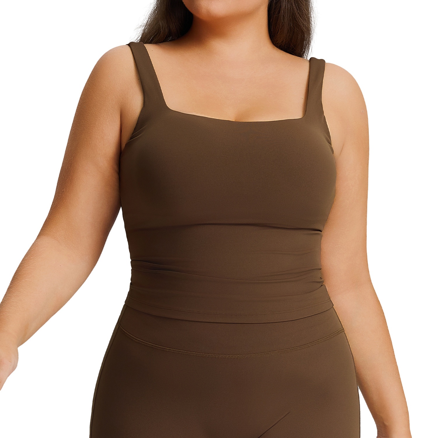 Women's High Elastic Tight Quick-drying Spandex/Nylon Solid Color Simple Design Sports Vest for Fitness Yoga Large Size