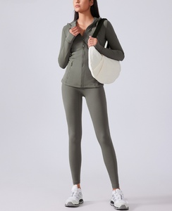 Women's <b>Yoga</b> 2-Piece Set Solid for Breathable Long Sleeve Drawstring Hoodie <b>Jacket</b> + Pants for Running Sports - Product Image 4