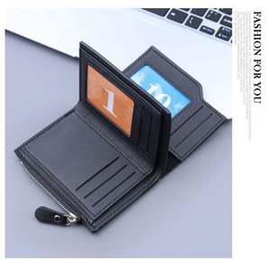 Portefeuille court et fin en cuir PU souple pour homme YUCALO Vintage avec fermeture éclair et porte-cartes - Product Image 4