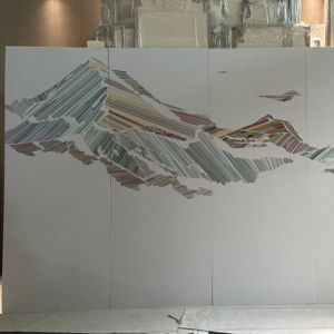 Modern geometrik işlemeli PVC duvar paneli için özelleştirilebilir yanmaz su geçirmez ev dekor yatak odası TV arka plan - Product Image 1