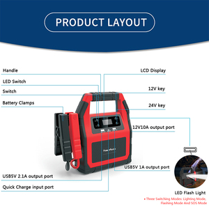 سيارة متعددة الوظائف 2000a 12V 24V mah معزز للاستخدام في حالات الطوارئ - Product Image 6