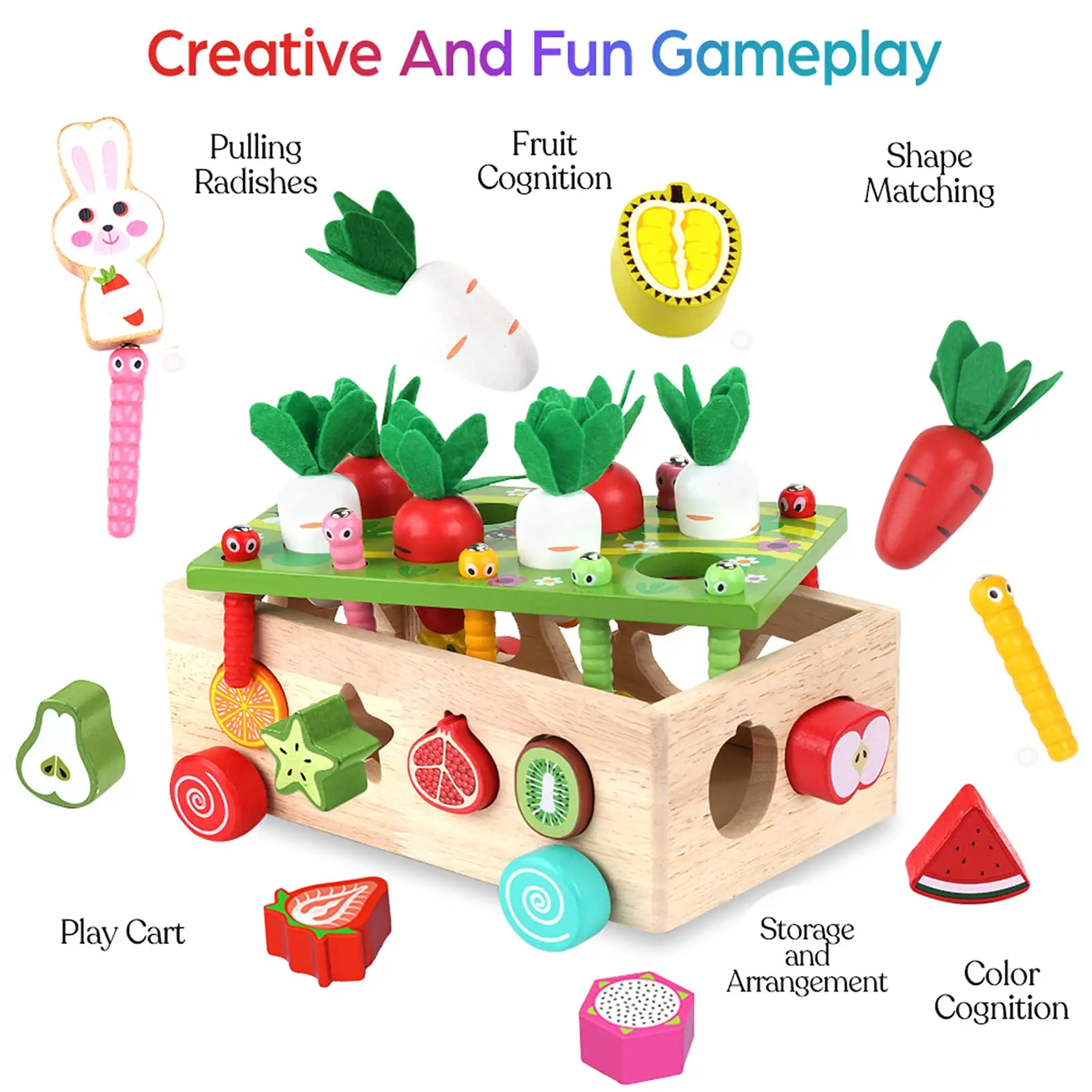 Best selling Wood Shape Sorter and Rainbow Stacker Classic Toy Set wooden fishing game toy magnetic montessori