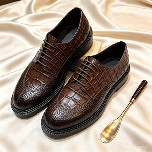 Chaussures Derby Homme Luxe à Motif Crocodile et Semelle Épaisse - Chaussures Habillées Formelles en Cuir Exotique Haut <span class=keywords><strong>de</strong></span> Gamme Italien 2026 Nouveauté - Product Image 4