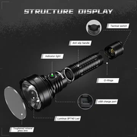 Lampe torche tactique rechargeable Wurkkos TD01C 21700 LED USB-C 1800Lm avec lentille TIR, portée 1000M, étanche IPX8, double interrupteur