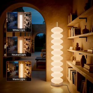 Đèn sàn xoắn ốc hợp thời trang cho thị trường Mỹ & Anh-Vật liệu PE với cơ sở đá cẩm thạch, lý tưởng cho phòng khách hiện đại - Product Image 4