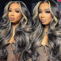 Perruque Blonde Mèches Blanches Cheveux Humains 200% Brésiliens Sans Colle 30 40 Pouces Ondulées Perruques Frontales en Dentelle Cheveux Humains 13x4 13x6 Perruques en Dentelle HD
