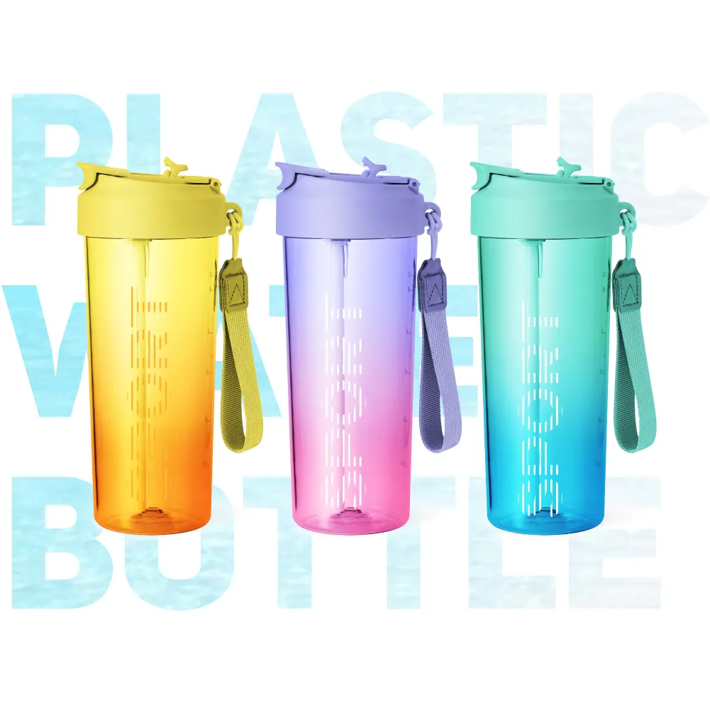 Jenis minum langsung Tritan BPA Free 20oz botol air plastik olahraga kustom dengan tutup 2 in 1