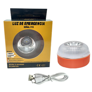 Luz de Advertencia Intermitente <span class=keywords><strong>V16</strong></span> Española Impermeable, <span class=keywords><strong>Baliza</strong></span> de 12-24V <span class=keywords><strong>Recargable</strong></span> por USB, Luz de Seguridad y Emergencia para Tráfico - Product Image 1