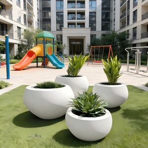 Custom Modern White Planter Flower Pots <b>Large</b> Pot for Shopping Mall Hotel Courtyard Villa School Gallery Resin Decor AT-Z55 Weat - Product Image 2
