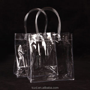 Sac d'épicerie en PVC transparent avec logo personnalisable fourre-tout en plastique transparent imperméable et réutilisable pour usage quotidien - Product Image 5