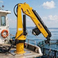 Puissante grue marine portable mini de 1 tonne à flèche articulée pour pont de bateau, capacité 1600 kg, 5,8 m, avec boîte de vitesses et moteur hydrauliques pour bateau de pêche
