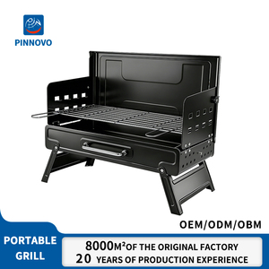 Barbecue au <span class=keywords><strong>charbon</strong></span> de bois portable Pinnovo, pliable, style valise - Barbecue pour le camping en plein air, usage domestique - Product Image 1