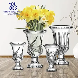 Новинка 2022, прозрачная большая настольная стеклянная Цветочная ваза с подставкой для украшения дома, свадебные прозрачные вазы