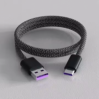 Imán USB C a USB Tipo C Cable de almacenamiento cable de datos de carga magnética trenzado de nailon retráctil para teléfono móvil