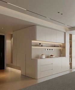 Zapatero de madera moderno <span class=keywords><strong>con</strong></span> partición de curva elegante <span class=keywords><strong>Puerta</strong></span> de entrada elegante <span class=keywords><strong>para</strong></span> sala de estar - Product Image 2