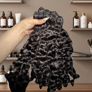 Cheveux humains bouclés lâches, double trame, boucles afro profondes naturelles, pour tissage à la machine - Product Image 3
