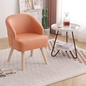 Chaise de salon scandinave avec pieds en bois, rembourrage en mousse, chaise individuelle en tissu pour la maison, le bureau ou la chambre - Product Image 2