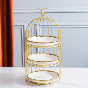 Özel 3 katmanlı seramik düğün tatlı meyve aperatif cupcake kek standı çay partisi için servis tabağı - Product Image 4