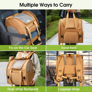 Large Capacity Breathable Portable Expandable Pets <b>Backpack</b> Solid <b>Cat</b> & Dog Carriers Bag for Outdoor Hiking Travel Camping - Product Image 5