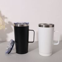 Mug de voyage isotherme en acier inoxydable 18/8 de 600 ml avec poignée portable et couvercle anti-fuite, personnalisable avec logo, vente en gros 2026 Emerit