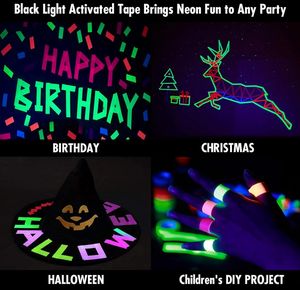 Papier et <span class=keywords><strong>film</strong></span> adhésif lumineux noir néon Fluorescent UV <span class=keywords><strong>Blacklight</strong></span> Glow in The Dark Cloth Tape Super Bright for UV Party - Product Image 5