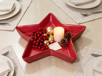 Plateau décoratif en métal en forme d'étoile de Noël, plateau de rangement rouge brillant pour la décoration de table à la maison
