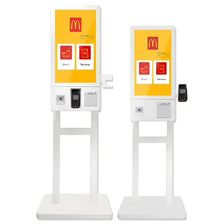 نظام POS بشاشة تعمل باللمس ، 24 "32" ، مطاعم ماكدونالدز كيه إف سي ، كشك ذكي لماكينات الدفع ذات الخدمة الذاتية