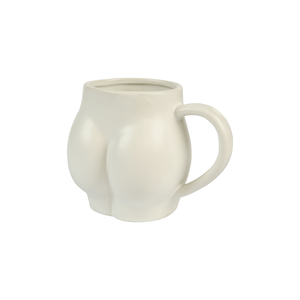 Mug en céramique blanc amusant avec une forme unique pour le café ou le thé - Product Image 1