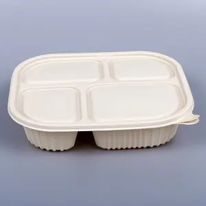 3 4 5 Compartments Microwavable Take Away Food Packaging Box Biodegradable Corn Starch Food Container