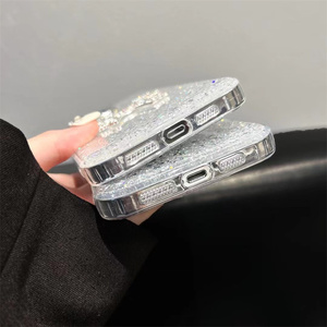 <span class=keywords><strong>IPhone</strong></span> 16 15 Pro Maxメッキカメラフレームシェルモバイルカバー女の子のための高级グリッターボウノットハートラインストーン電話ケース - Product Image 6