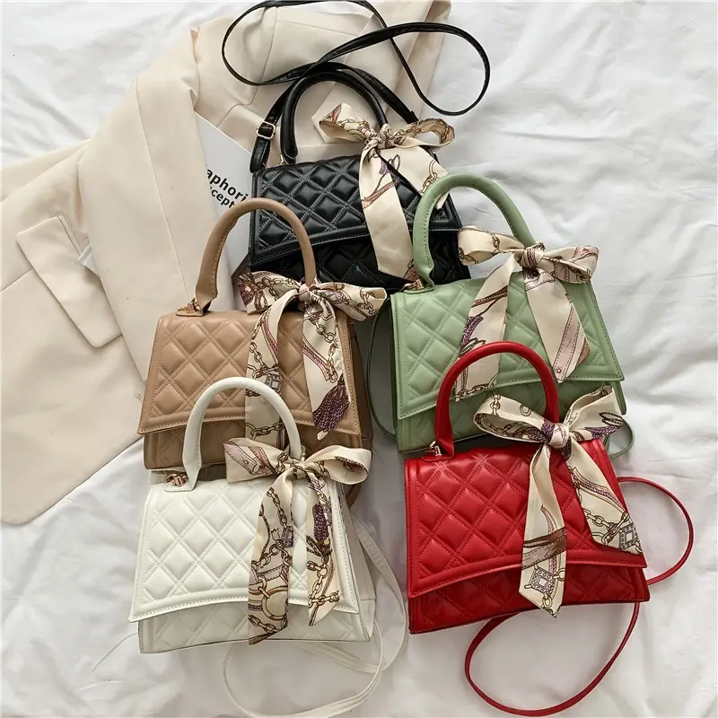 Bowknot Silk Scarf Bag For Women 2023 New Korean Fashion Small Square Bag Simple Western Style Single Shoulder Cross Bag