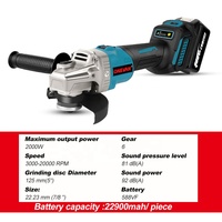 Meuleuse d'angle électrique sans balais 2000W 20000RPM 6 vitesses Machine de découpe de polissage rechargeable Outil électrique pour batterie Makita 18V