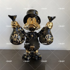 Statua Personalizzata con Logo di Donald Duck e Due Bottiglie, Scultura di Scrooge McDuck con Sacco di Denaro, Scultura Pop Art di Scrooge e Dagobert Duck - Product Image 3
