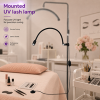Système de pose de cils UV à clipser professionnel 6W, lampe de polymérisation pour extensions de cils avec tête de lampe flexible en aluminium et interrupteur au pied