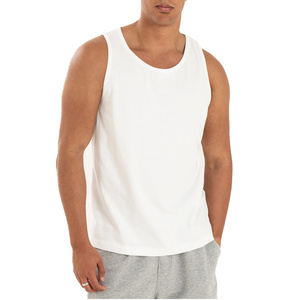 <b>Men's</b> <b>White</b> Cotton <b>Tank</b> <b>Top</b> O-Neck Solid Color Casual Knitted Sleeveless Quick Dry Breathable Eco-Friendly <b>for</b> Daily Wear - Product Image 1