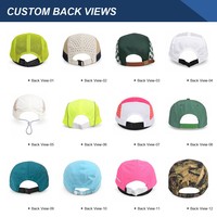 Casquette de course personnalisée perforée à cinq panneaux avec découpe laser triangulaire, casquette de camping en nylon à cordon de serrage pour coureurs