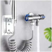 Robinet de salle de bain en acier inoxydable à double commande avec pommeau de douche à eau froide et vanne triangulaire pour machine à laver