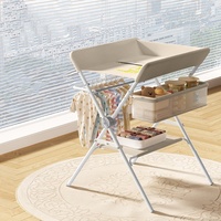 Table à langer pour bébé nouveau-né, pliable, avec cadre pour jouets, grand rangement, rembourrage réglable, imperméable, pour la chambre de bébé