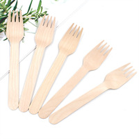 Ensemble de couverts en bois de bouleau jetables écologiques personnalisés cure-dents en bois cuillère fourchette couteau pour enfants pour le camping
