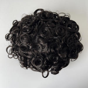 Prothèse capillaire pour hommes en cheveux humains indiens naturels, 19mm bouclés, avec dentelle française, base en poly transparent nouée à la main, style Australie - Product Image 4