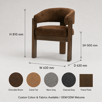Chaise de salle à manger en bouclette en gros, chaise de restaurant et de café rembourrée à dossier incurvé, personnalisable OEM ODM