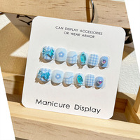 Autocollants pour ongles en métal pour enfants, faux ongles à presser, manucure complète, motifs de dessins animés, pointes en strass, kits de faux ongles