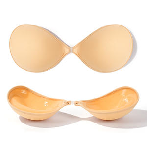 Soutien-gorge adhésif invisible sans bretelles ni dos, réutilisable, sans couture, confortable, rehausseur de poitrine, sexy, bonnet 3/4, couleur unie - Product Image 1