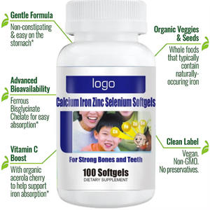 วิต้าฮอลล์ แคลเซียม ออร์แกนิค, เหล็ก, สังกะสี, ซีลีเนียม แบบแคปซูลนิ่ม อาหารเสริมสมุนไพรธรรมชาติและสารอาหารประจำวัน - Product Image 2