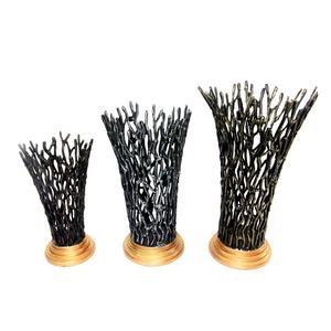 Ensemble de 3 pots de fleurs de luxe modernes en aluminium faits à la main en fer pour table de mariage ou décor côtier - Product Image 1